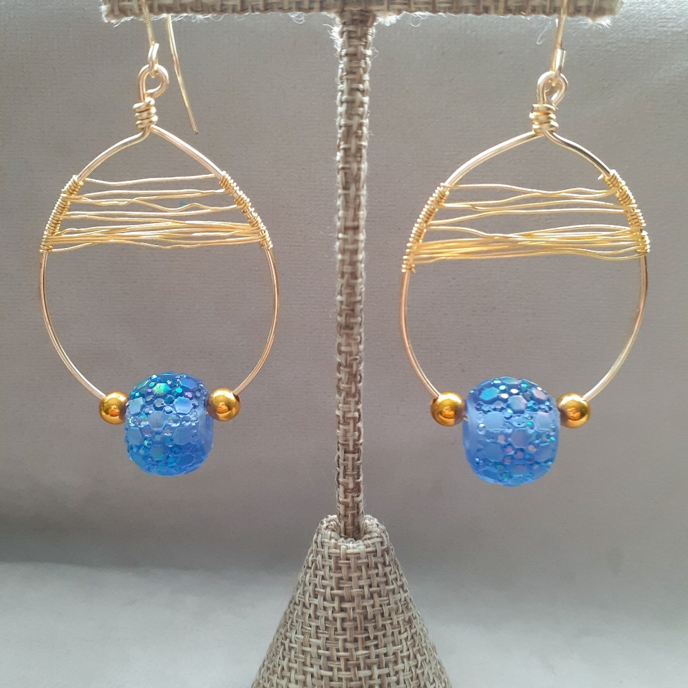 Blue Oval Earrings